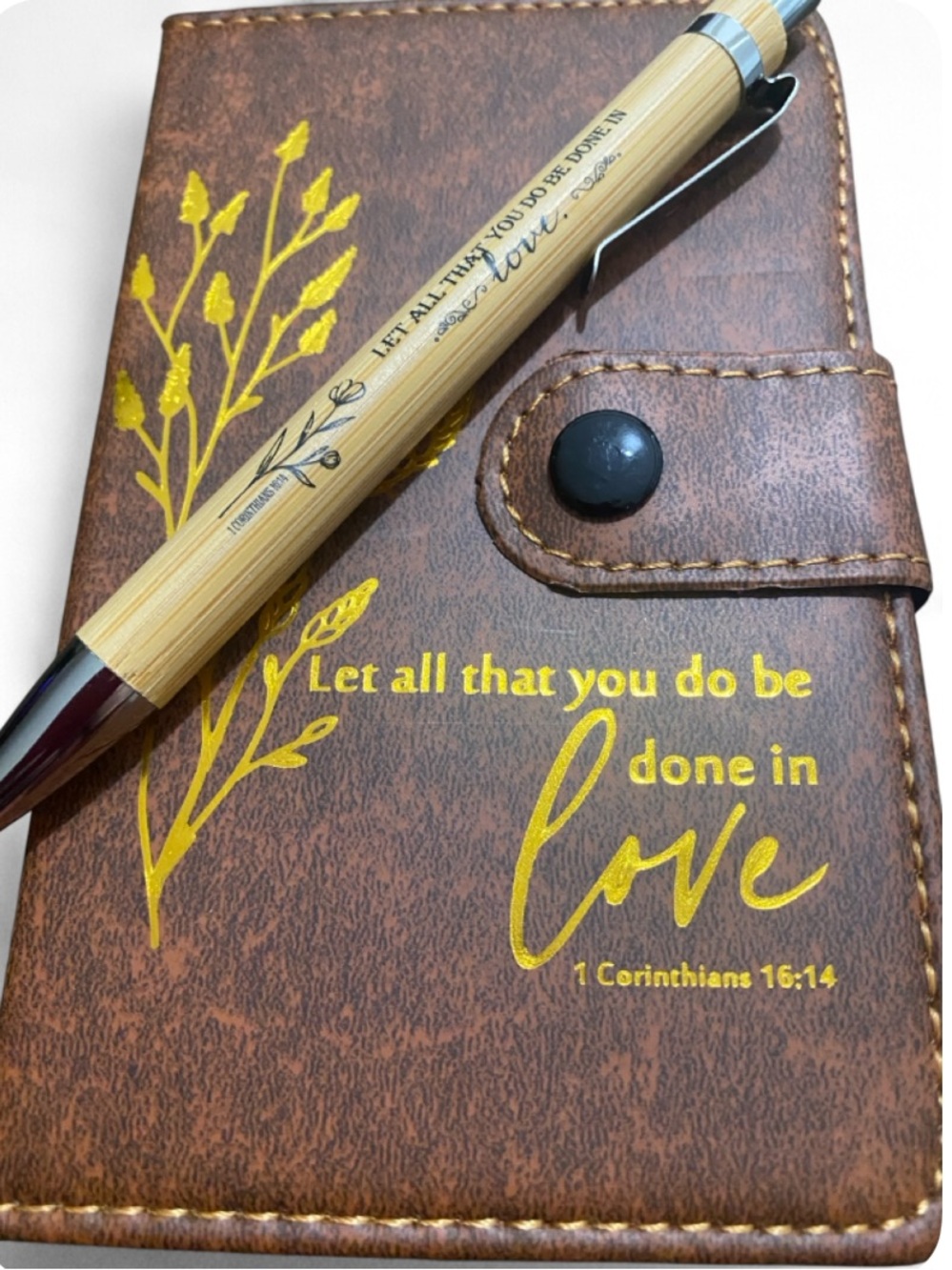 Mini Faux/Vegan Leather Religious Journal with Matching Pen - CHOOSE ONE - Picture 12 of 13